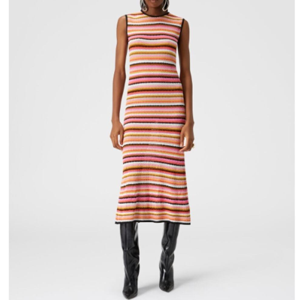 Missoni Stripes Cotton Viscose Sleeveless Midi Dress Size 46 | US 10